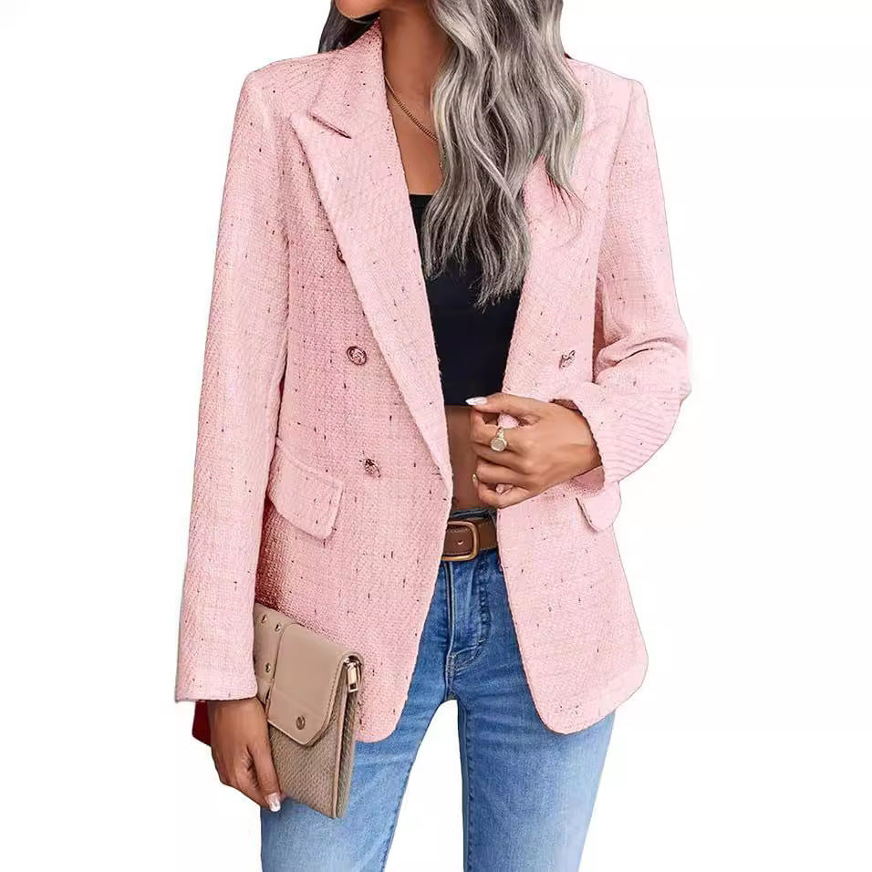 Women's Autumn Tweed Pocket Slim Mid-length Coats