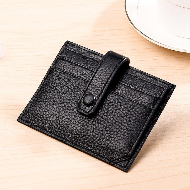 Women's & Men's & Cowhide Genuine Leather Bank Korean Card Holder
