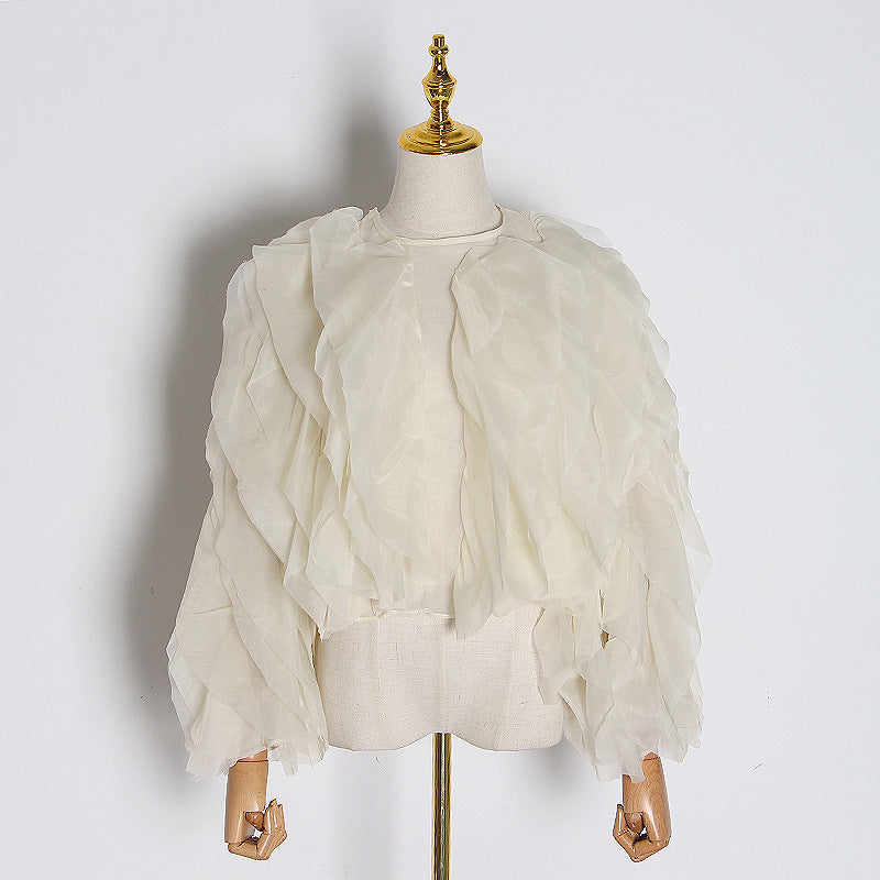 Women's Spring Cool Long Sleeve Layered Ruffled Blouses