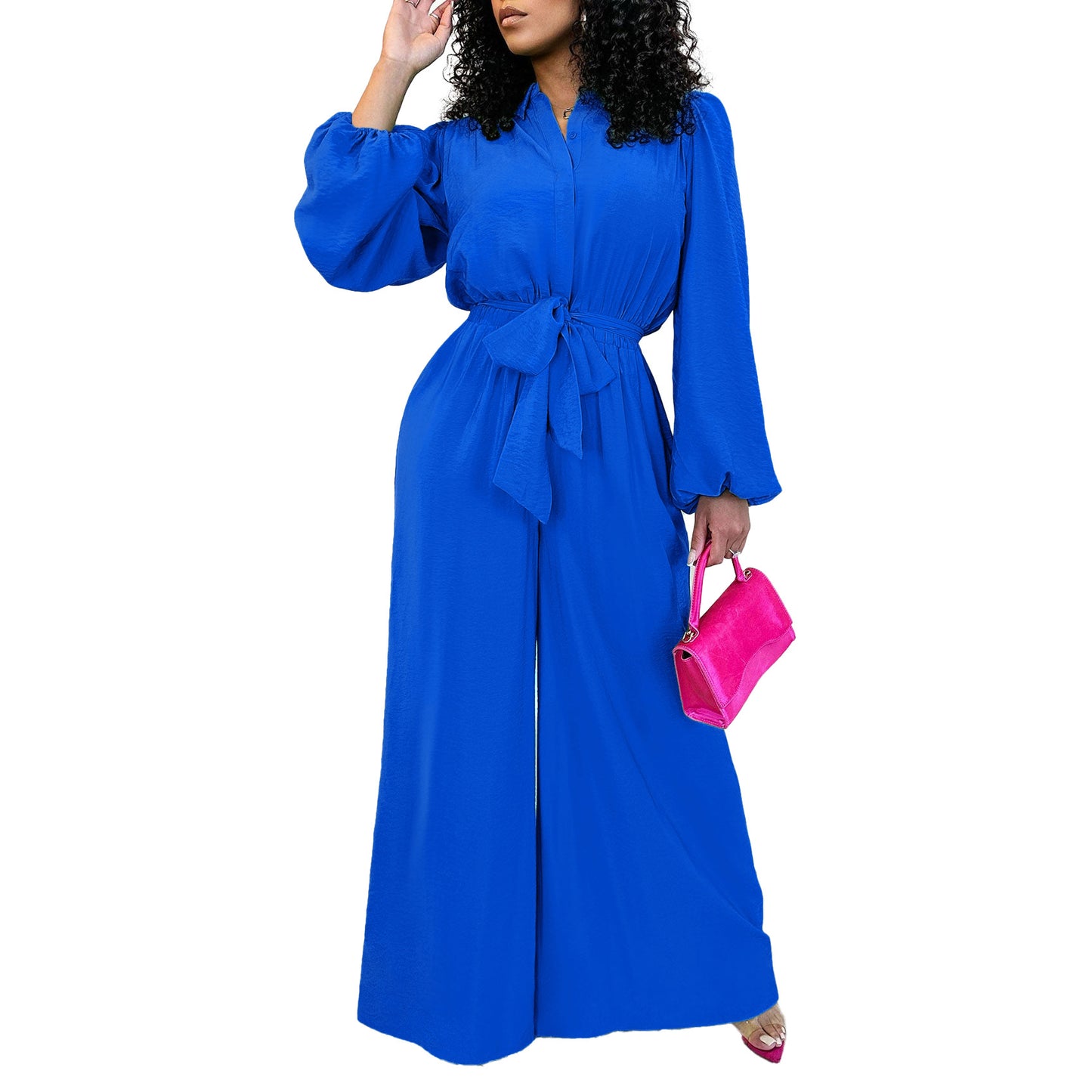 Women's Fashion Long Sleeve Solid Color High Women's Jumpsuit/clothing