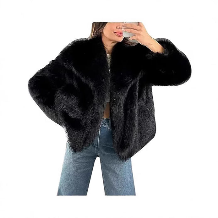 Women's Elegant Fur Clothes Lapel Imitation Coats