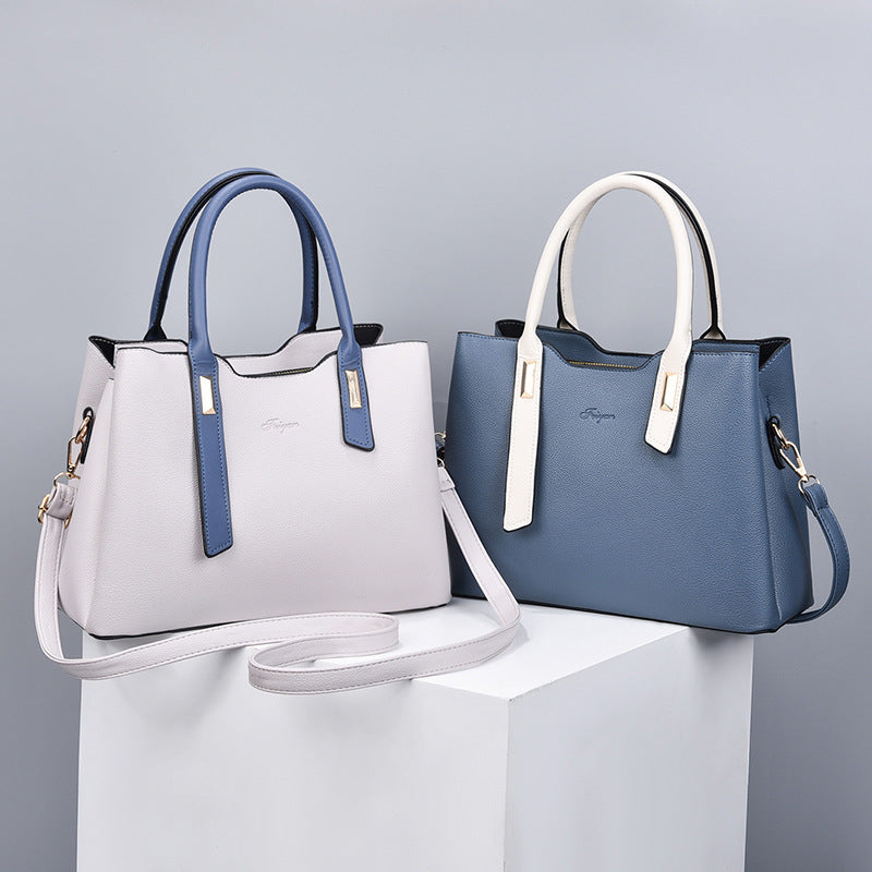 Women's Korean Style Color Matching Large Capacity Handbags