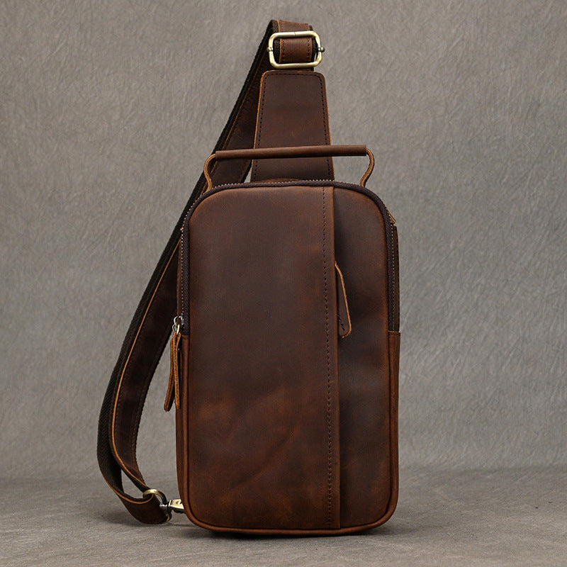 Crazy Horse Leather First Layer Cowhide Men's Chest Bags