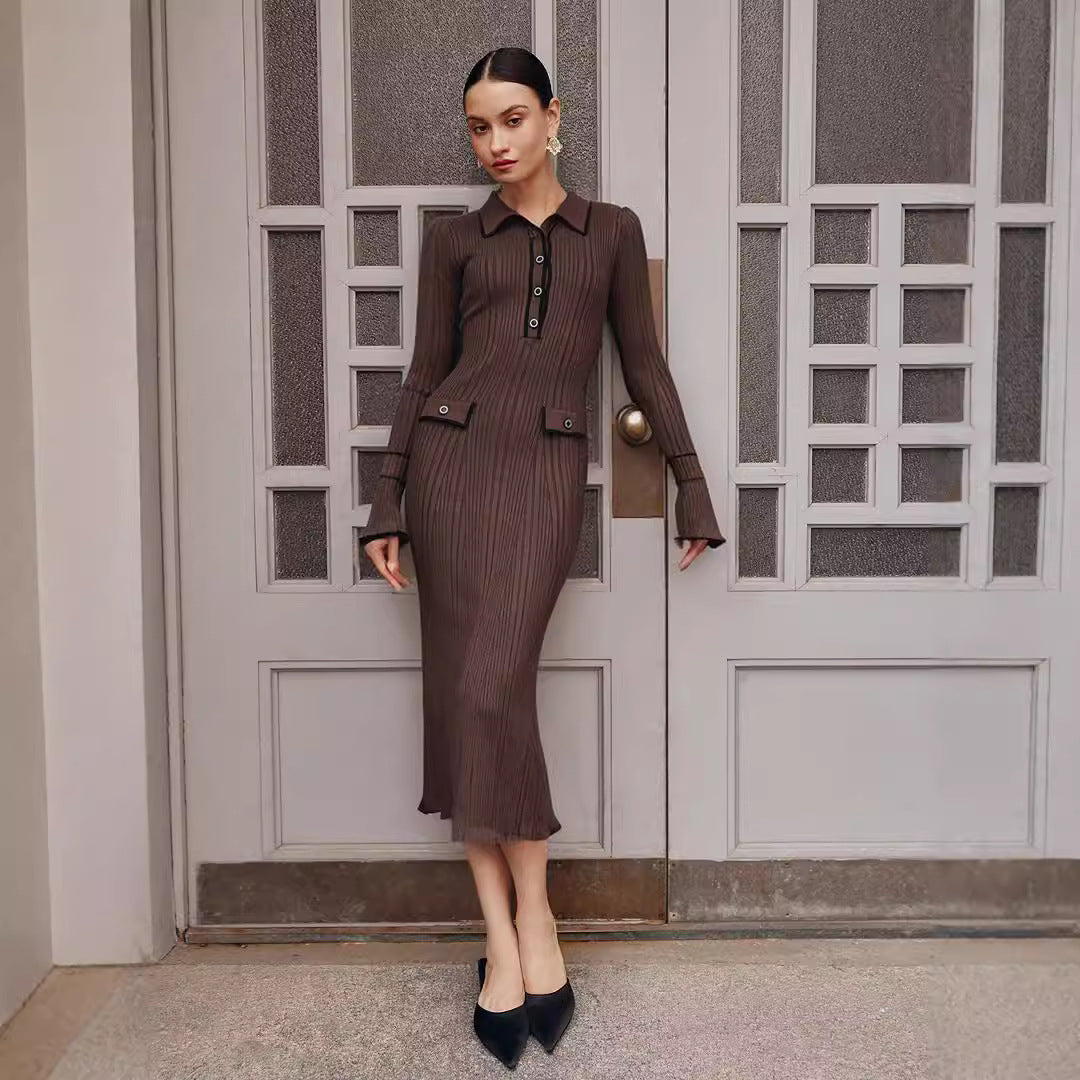 Entry Lux Ruffled Knitted Dress Woolen Skirts