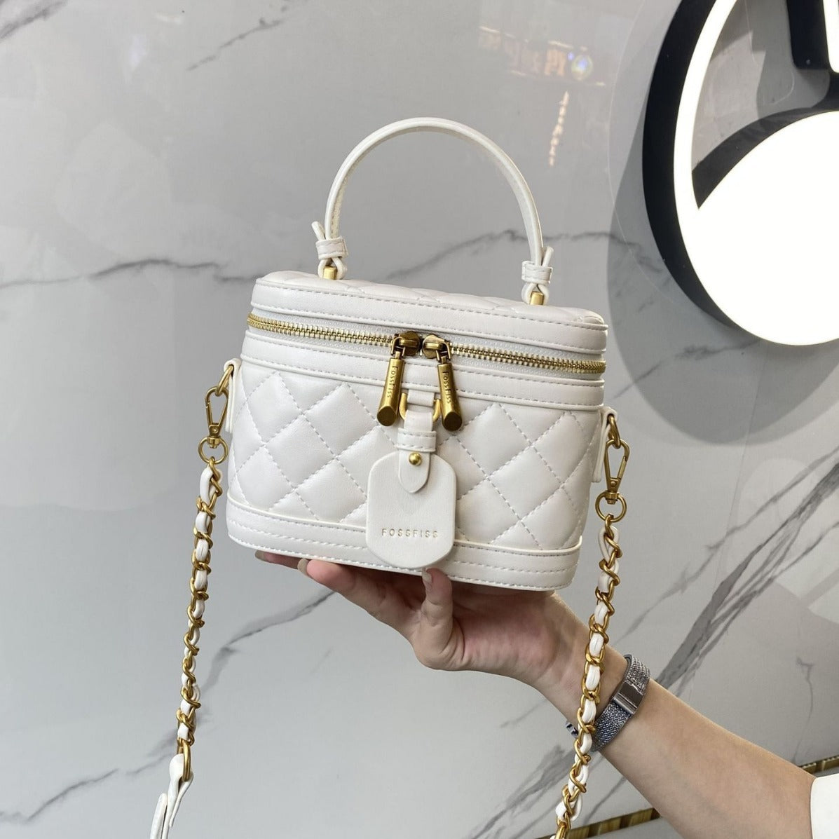 Women's Pure White High-grade Portable Niche Bags