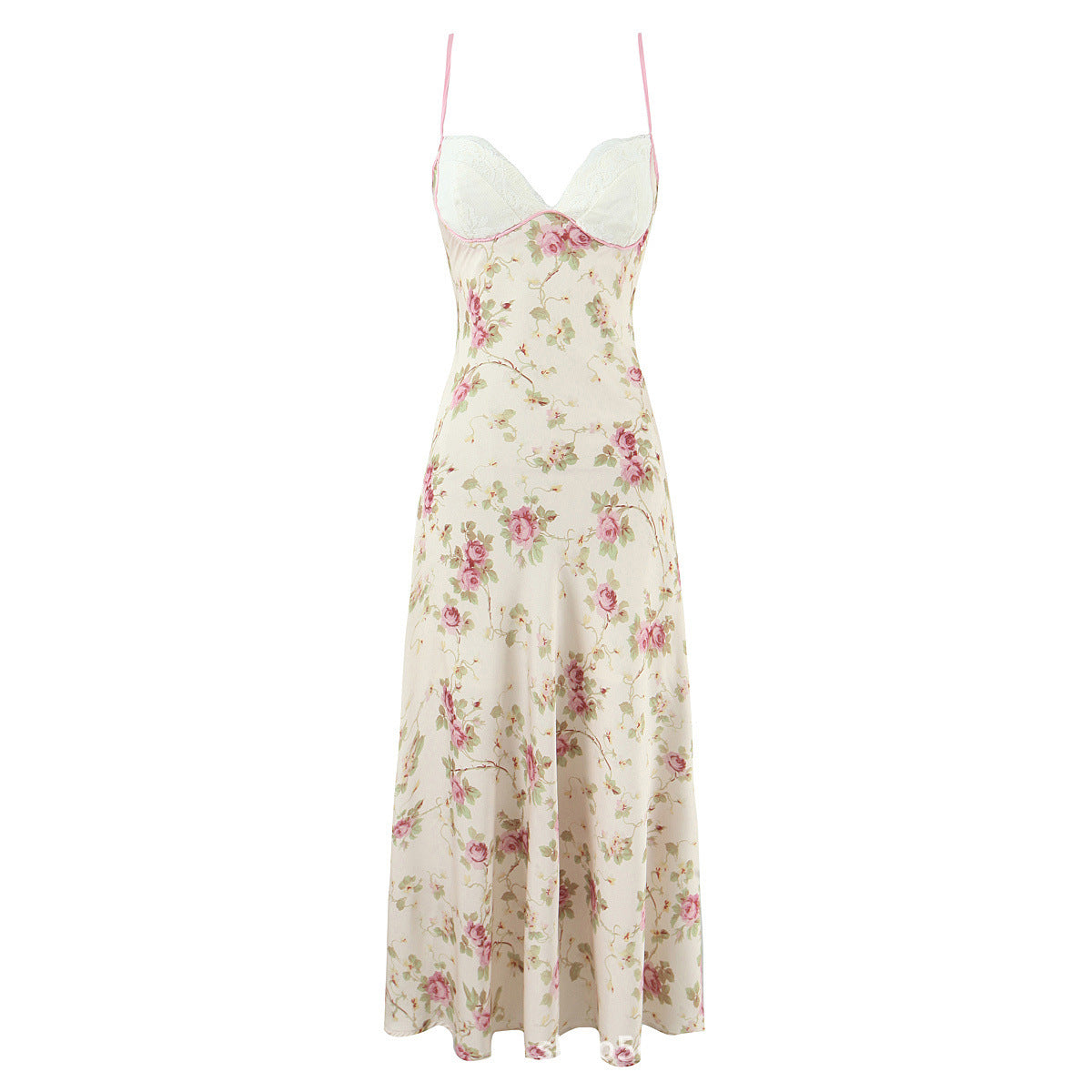 French Romantic Sweet Floral Lace Stitching Dresses
