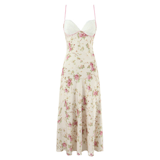 French Romantic Sweet Floral Lace Stitching Dresses