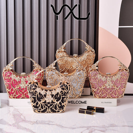 Black Dinner High-grade Party Clutch Shiny Evening Bags