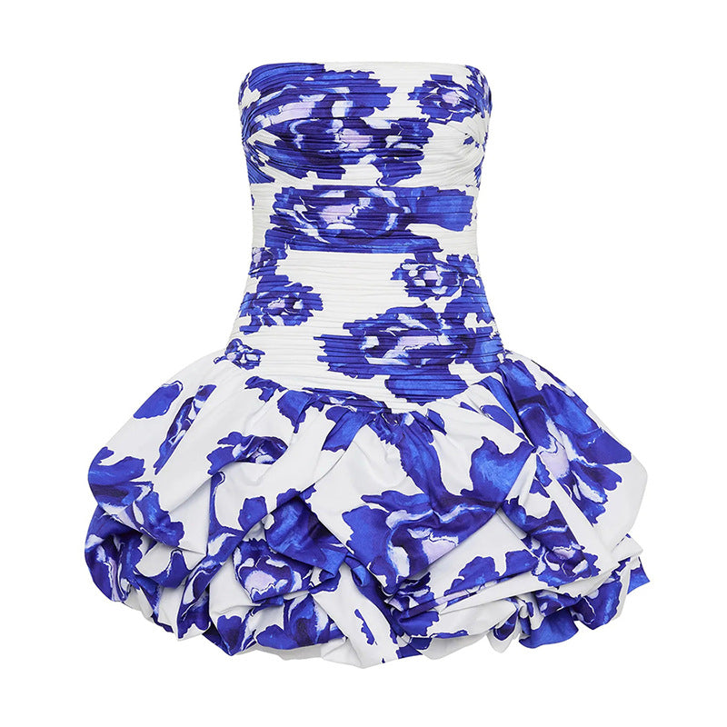 Women's Floral Pleated Sexy Tube For Vacation Dress