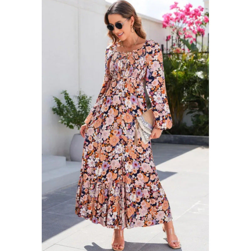 Autumn Fashion Printed Long Sleeve Elastic Blouses