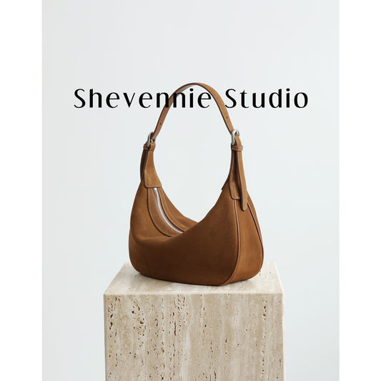 Women's Vintage Genuine Leather Crescent Hand-held Underarm Armpit Bags