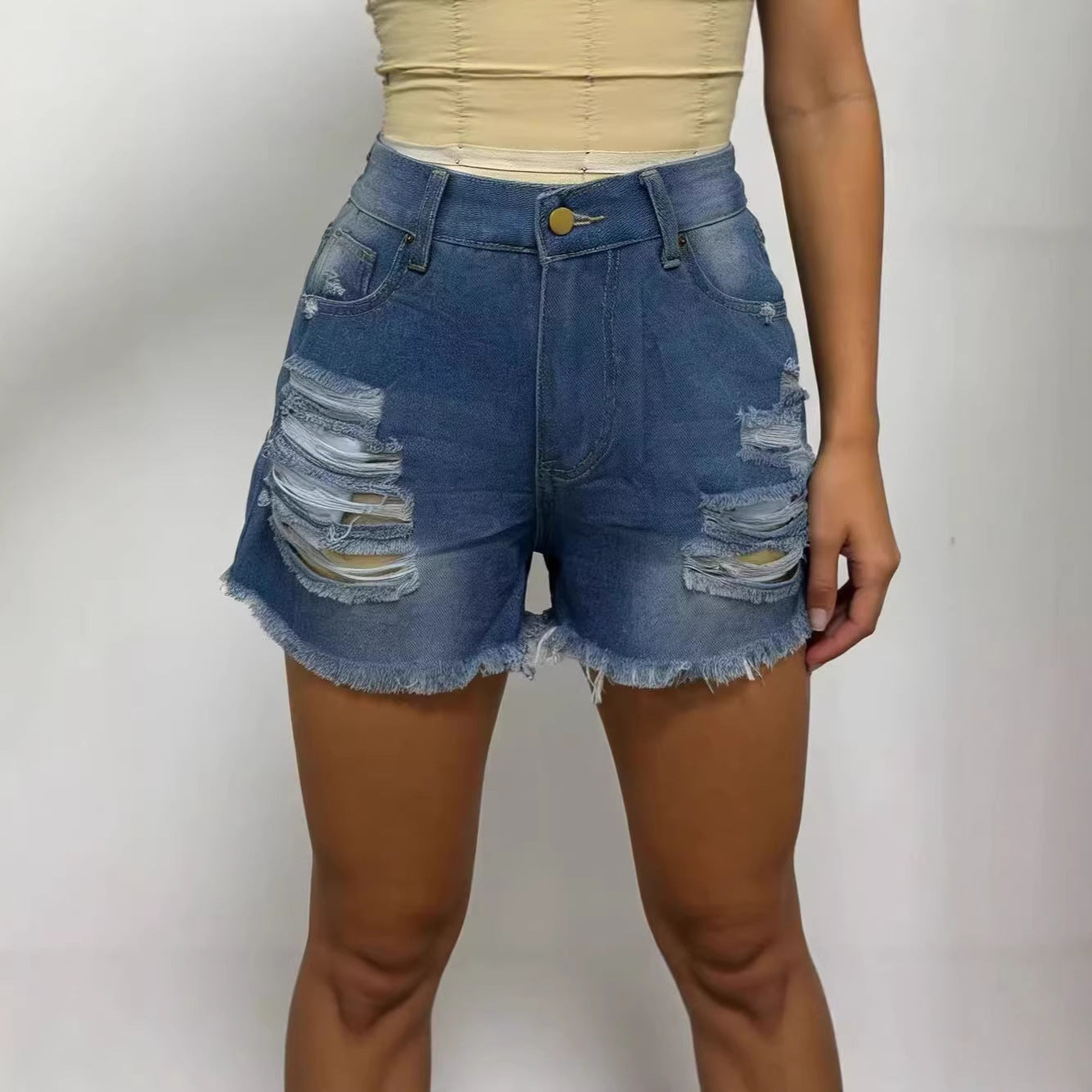 Classic Women's Ripped Frayed Thin Denim Women's Jeans