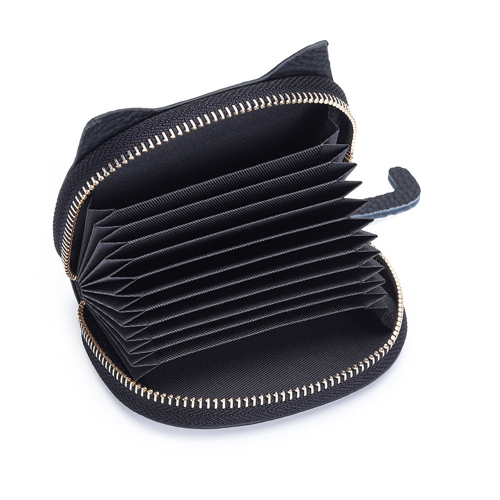 Women's Cartoon Cute Embroidery Cat Genuine Leather Bags