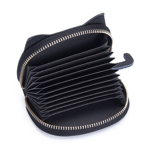 Women's Cartoon Cute Embroidery Cat Genuine Leather Bags