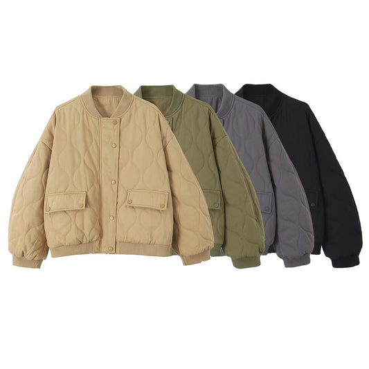 Women's Attractive Loose Washed Cotton Bomber Coats