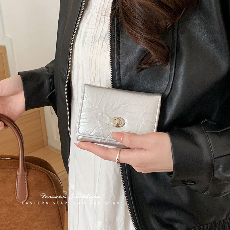 Women's Super Popular Pleated Pattern Korean Style Purses