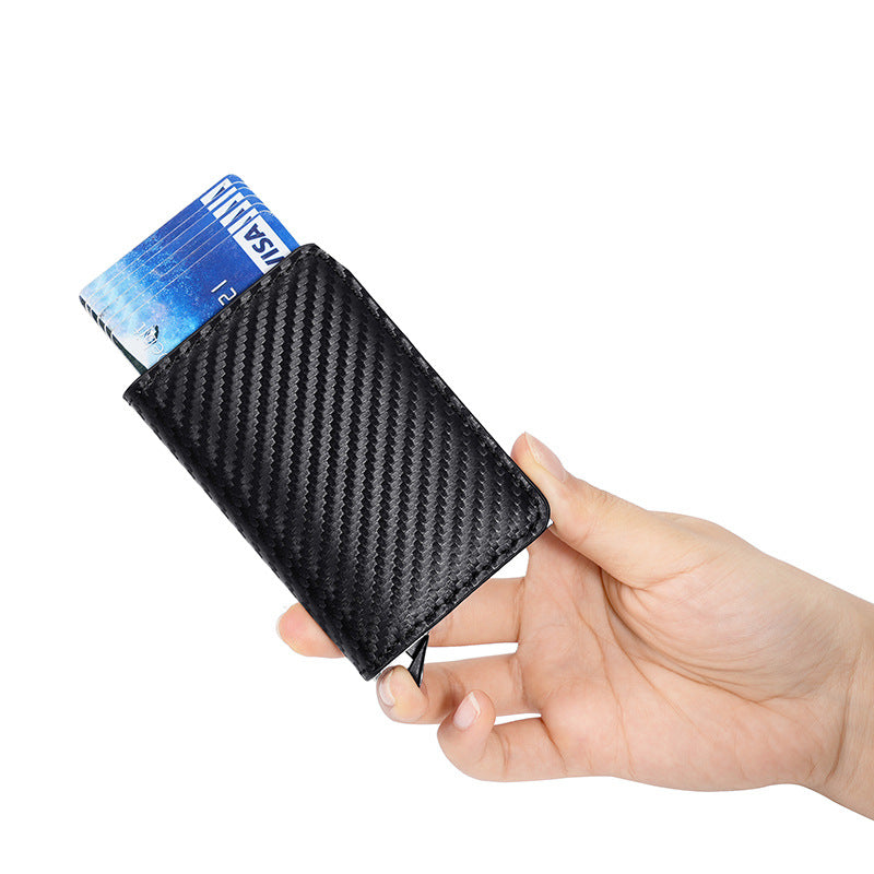 Men's Carbon Fiber Cassette Automatic Pop-up Metal Card Holder