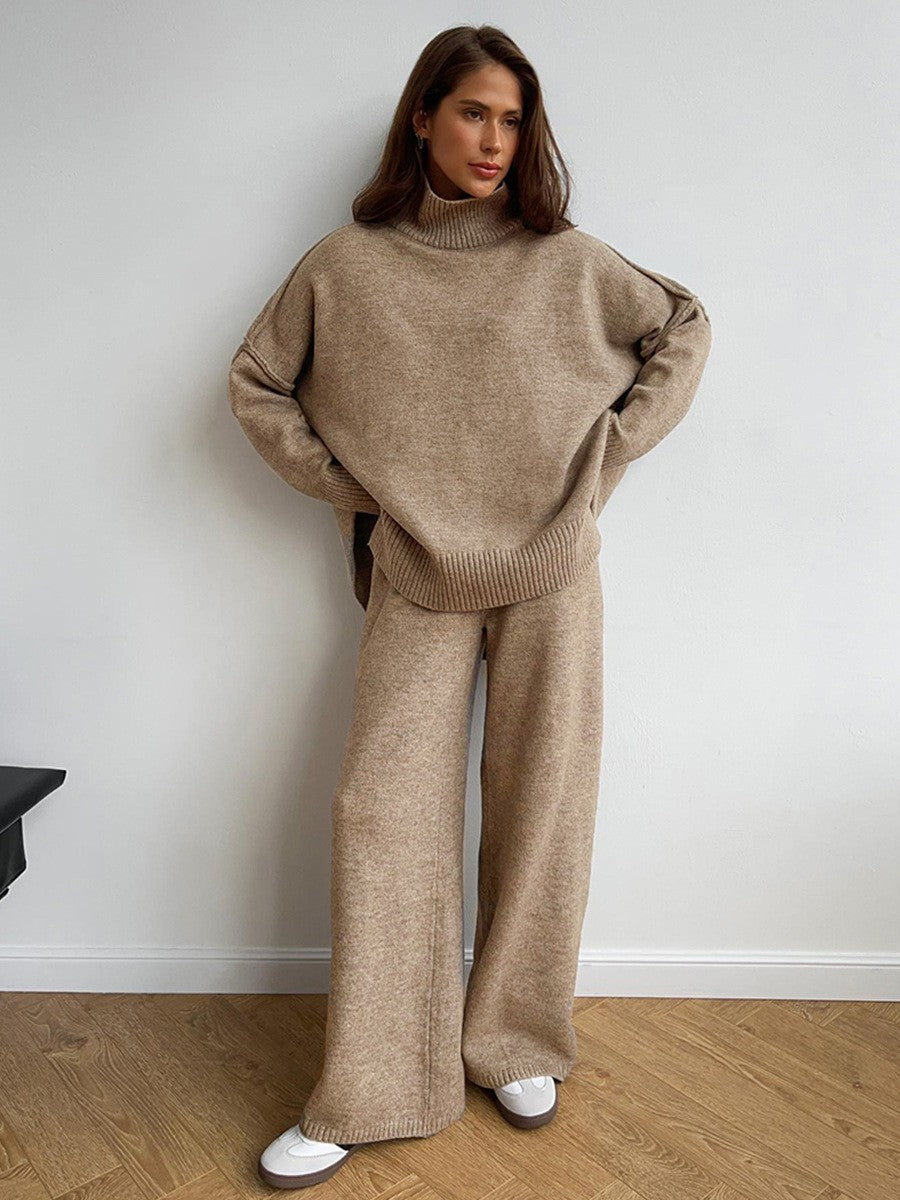 Women's Turtleneck Loose Casual Thickening Knitted Trousers Sweaters