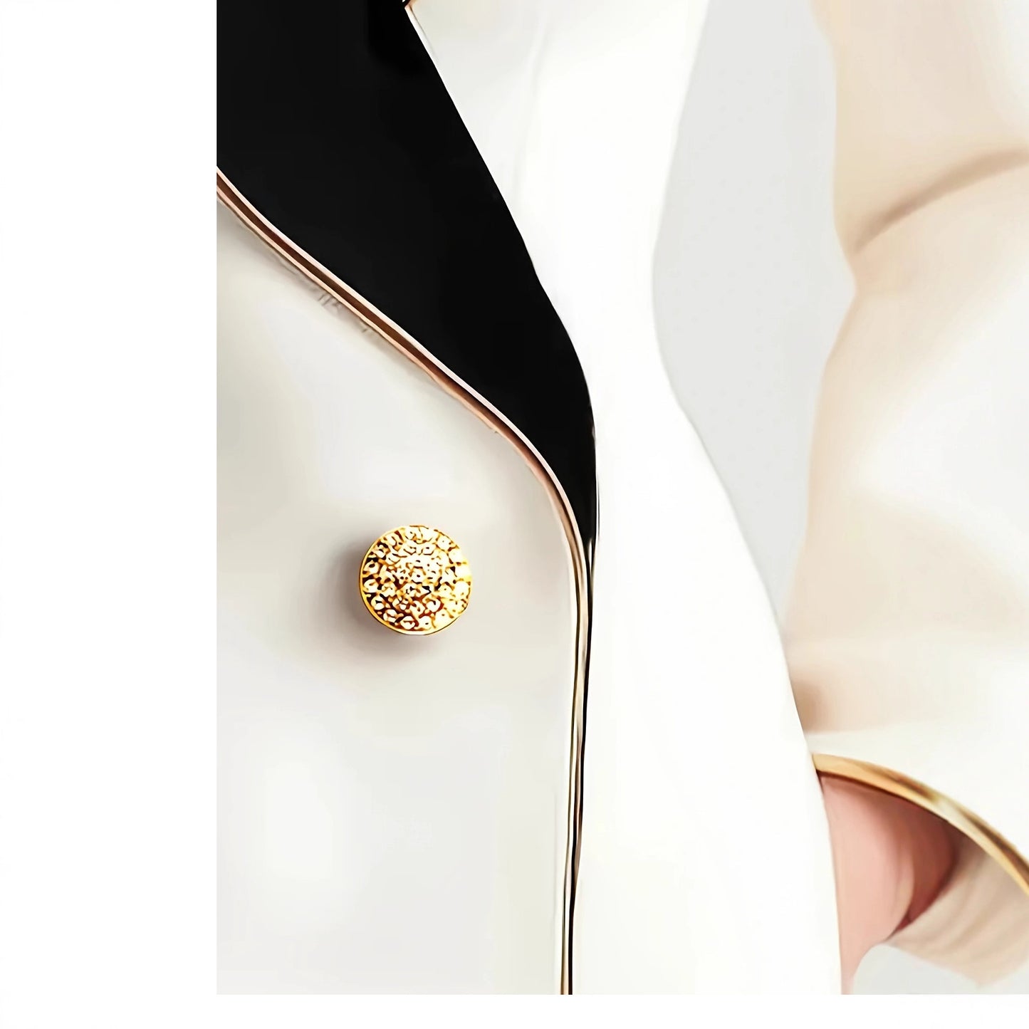 Women's Irregular Gold Edge Pearl Button Long Clothing