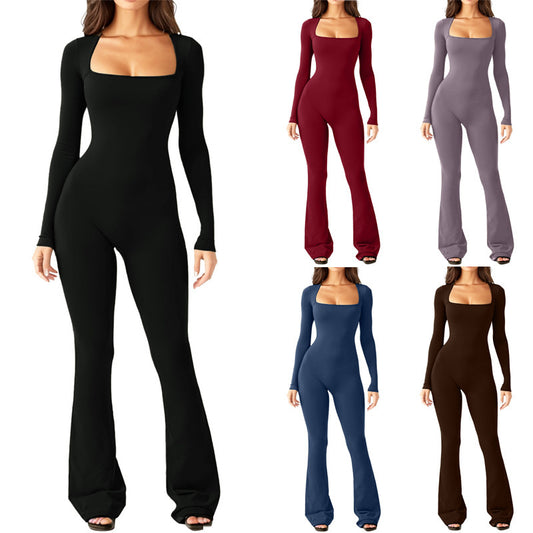 Women's Long Sleeve Girdling Wide Leg High Women's Jumpsuit/clothing