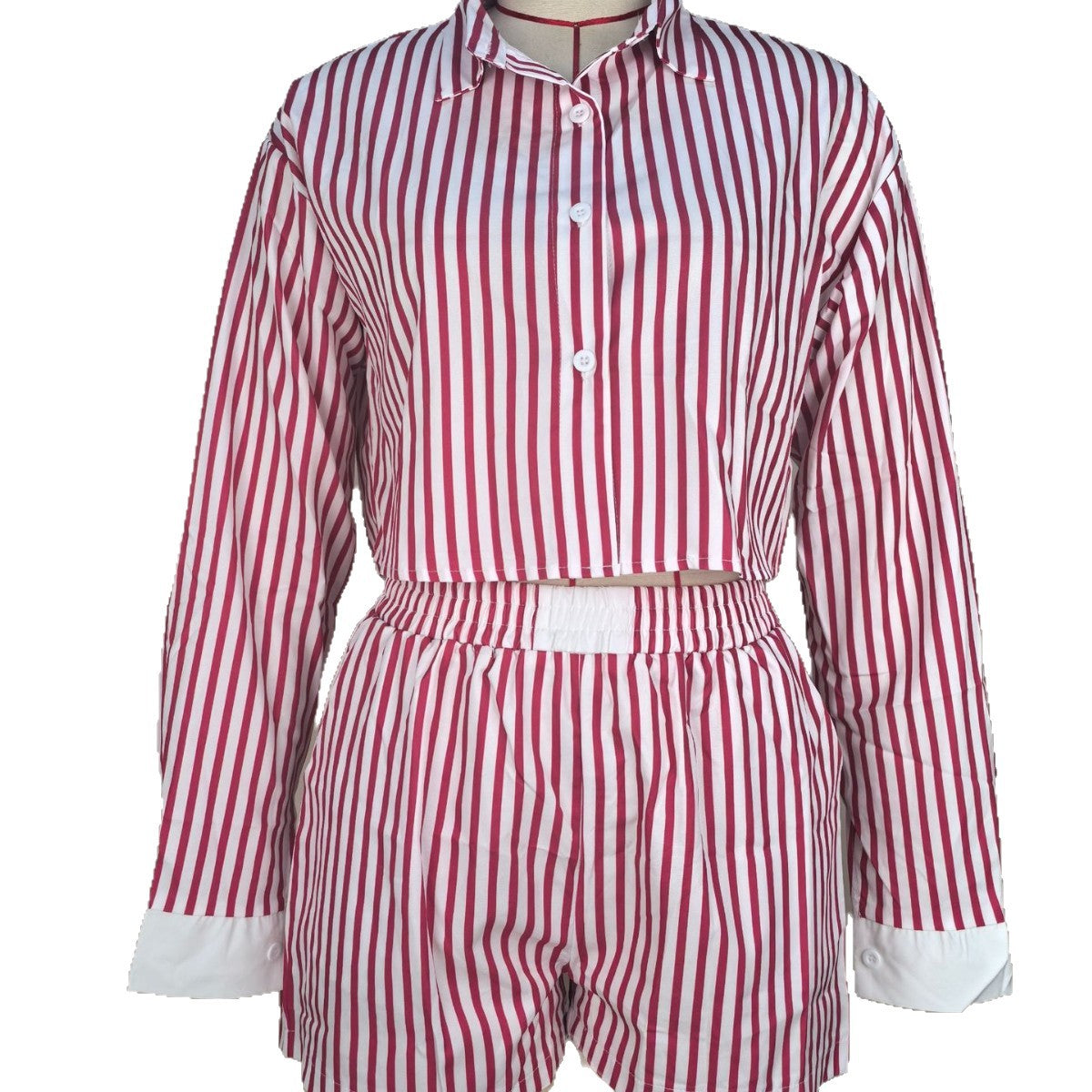 Women's Temperament Commute Fashion Striped Lapel Shirt Suits