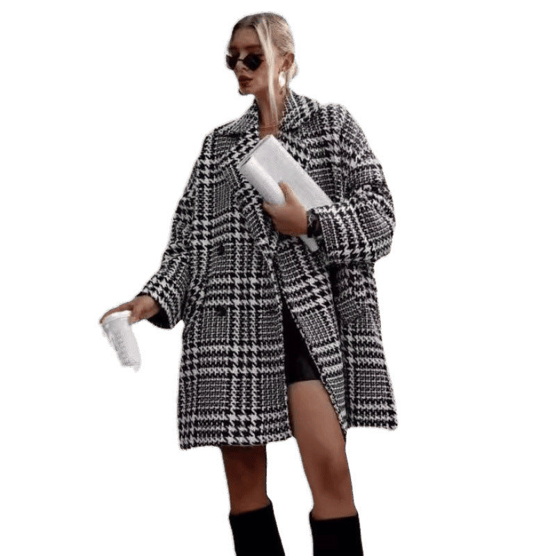 Unique Woolen With Lining Thickened Plaid Coats