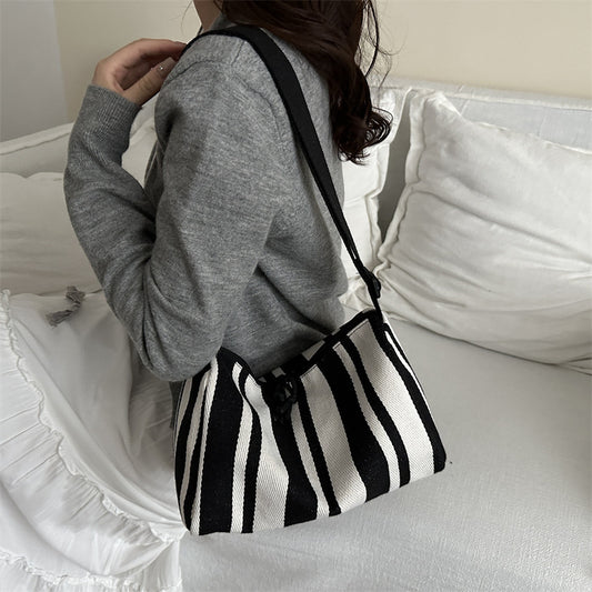 Women's Capacity Autumn High-grade Canvas Contrast Color Crossbody Bags