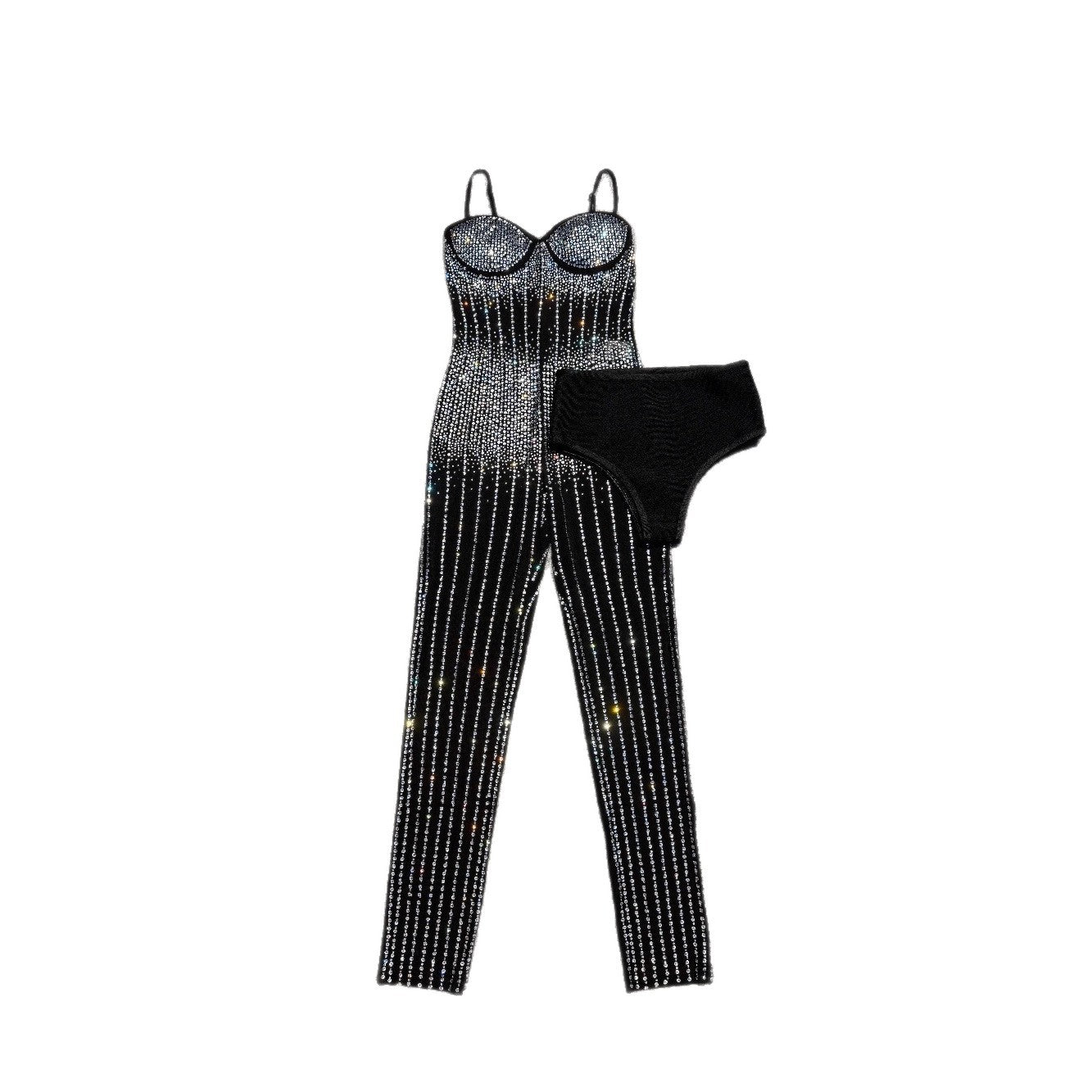 Women's Rhinestone High Waist Sling Figure Flattering Jumpsuits