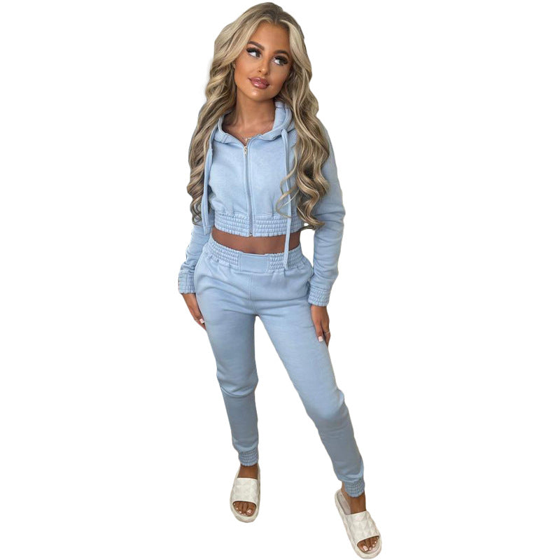 Women's Brushed Hoody Hooded Sports Leisure Suits