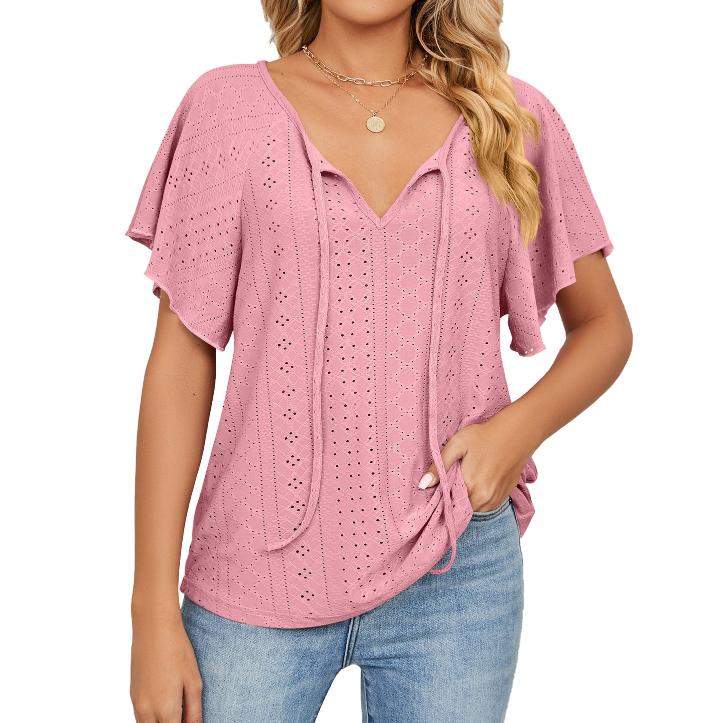 Unique Women's Solid Color Sleeve Loose Tops