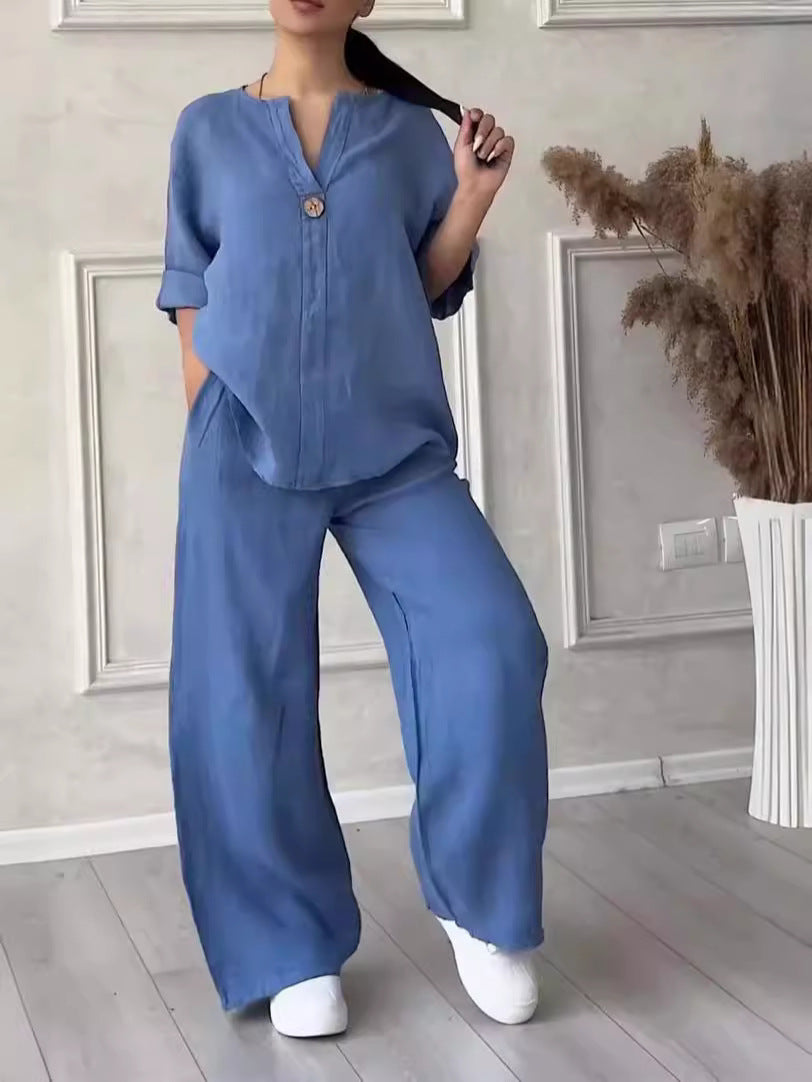 Women's Wear Comfortable Loose Wide Leg Cotton Tops