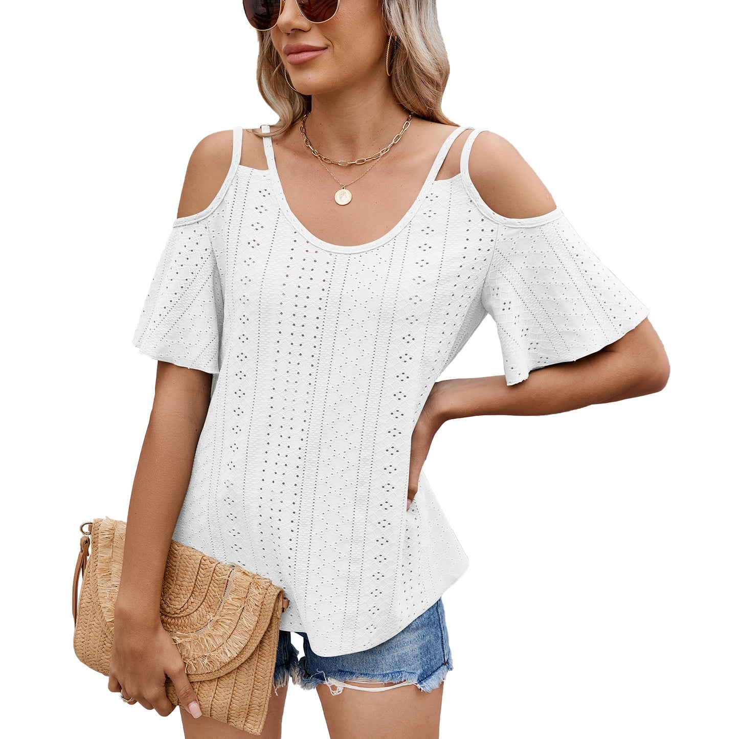 Versatile Women's Solid Color Loose Sleeve Women's T-shirt