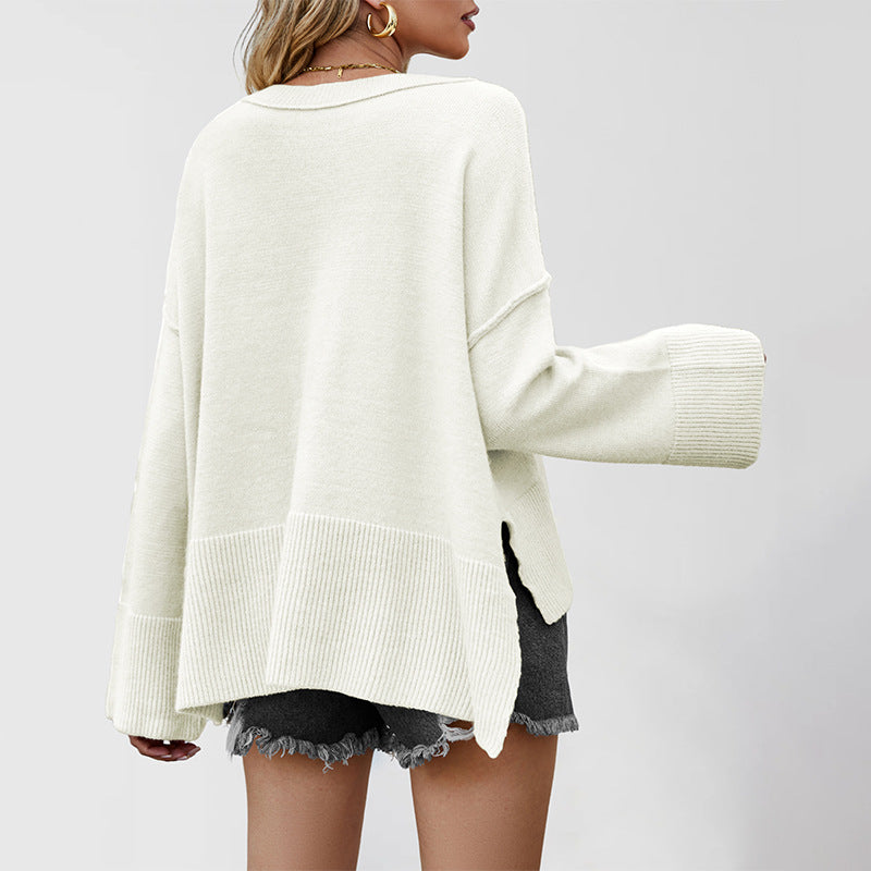 Women's Street Style Flared Sleeves Solid Color Sweaters
