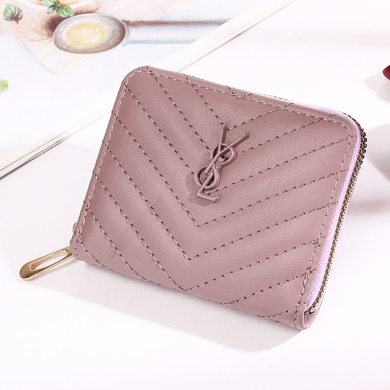 Women's Short Solid Color Summer Button Zipper Coin Purses