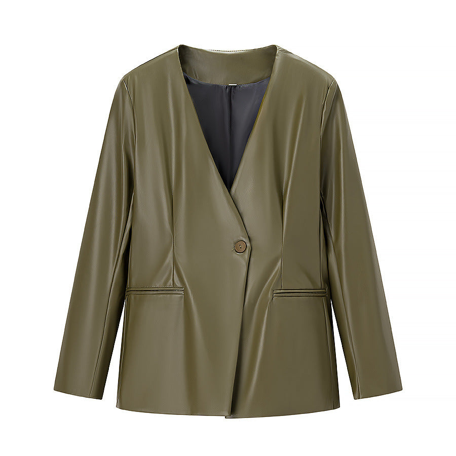 Women's Z Fashion Temperament Long Sleeve Leather Jackets