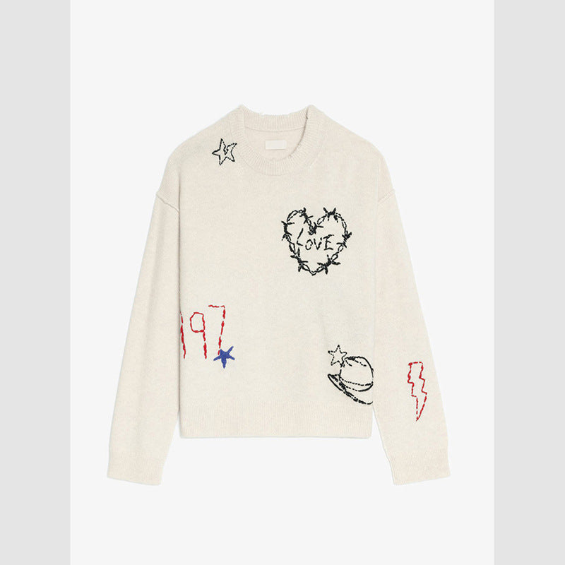 Women's French Niche Love Letter Pegasus Handmade Sweaters