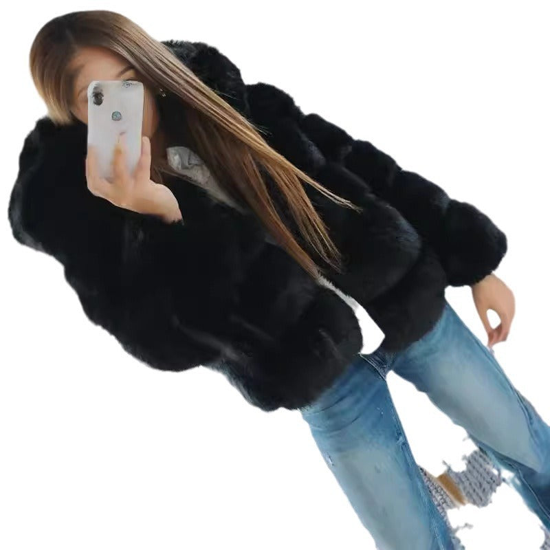 Women's Thickened Warm Furry Long Sleeve Hood Coats