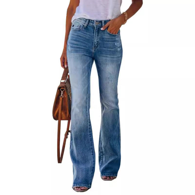Pretty Women's Cat Beard Stretchy Flared Jeans