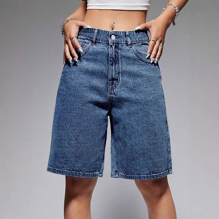 Women's Trendy Fashion Casual Straight 5-point Jeans
