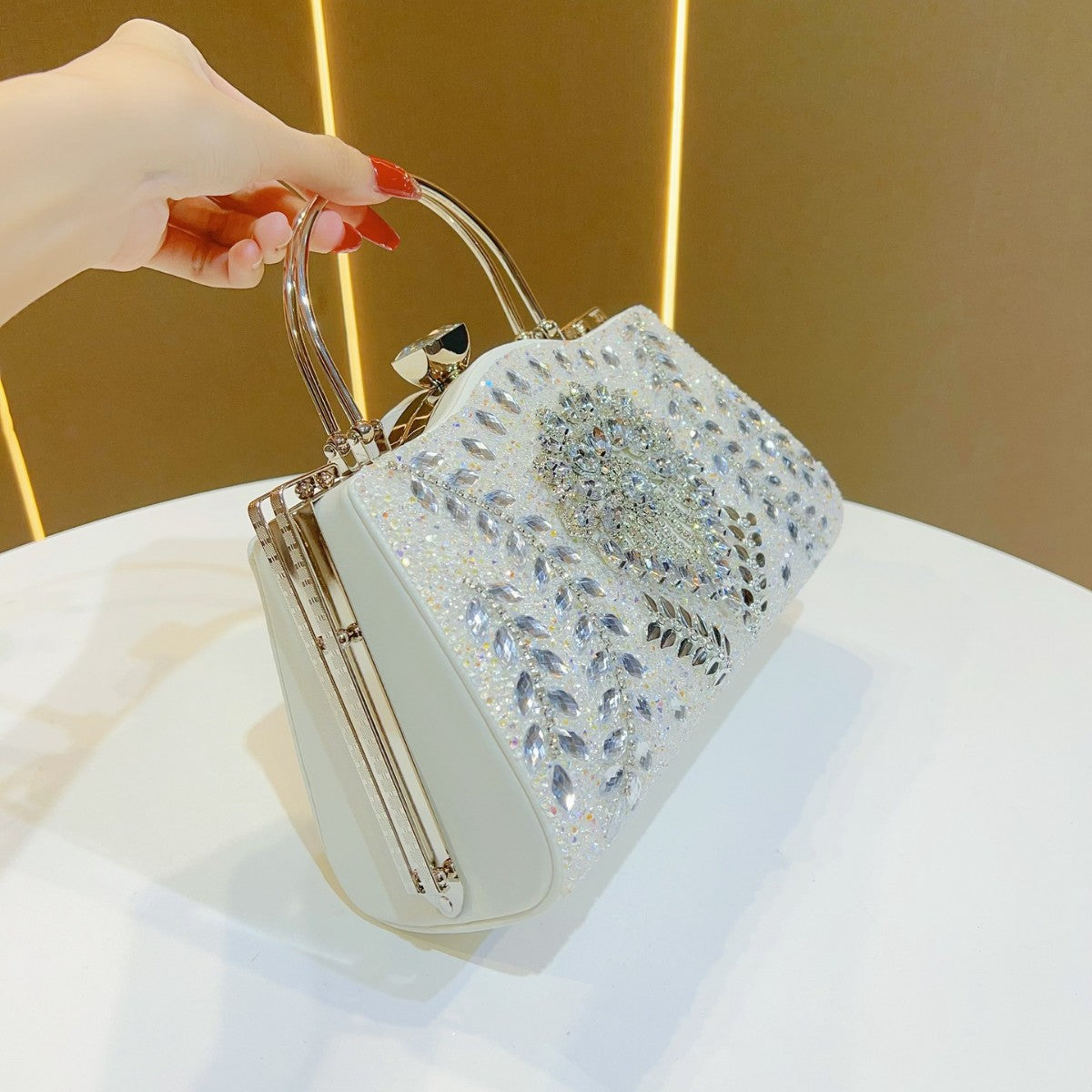 Women's Large Capacity High Sense Diamond Dinner Bags