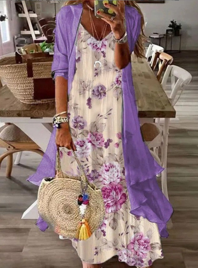 Women's Summer Print Holiday Suspender Dress Indian Style Dresses