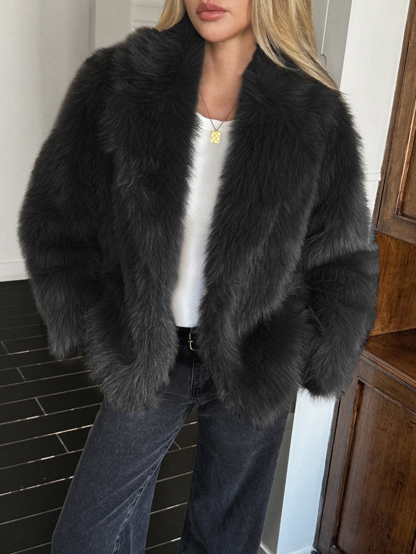 Women's Creative Casual Style Fluff Long-sleeved Coats