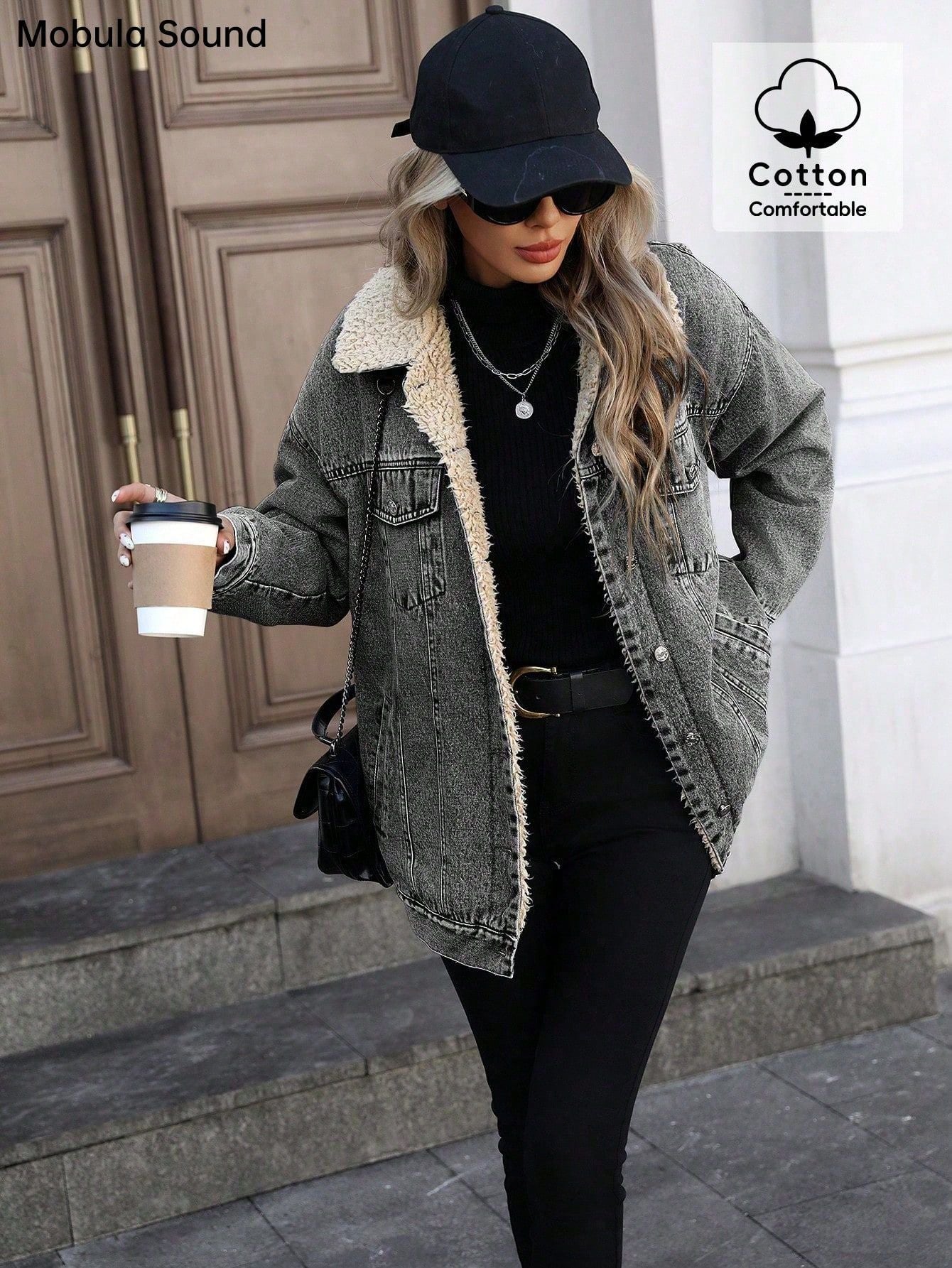 Women's Attractive Loose Fleece-lined Denim Cotton Jackets