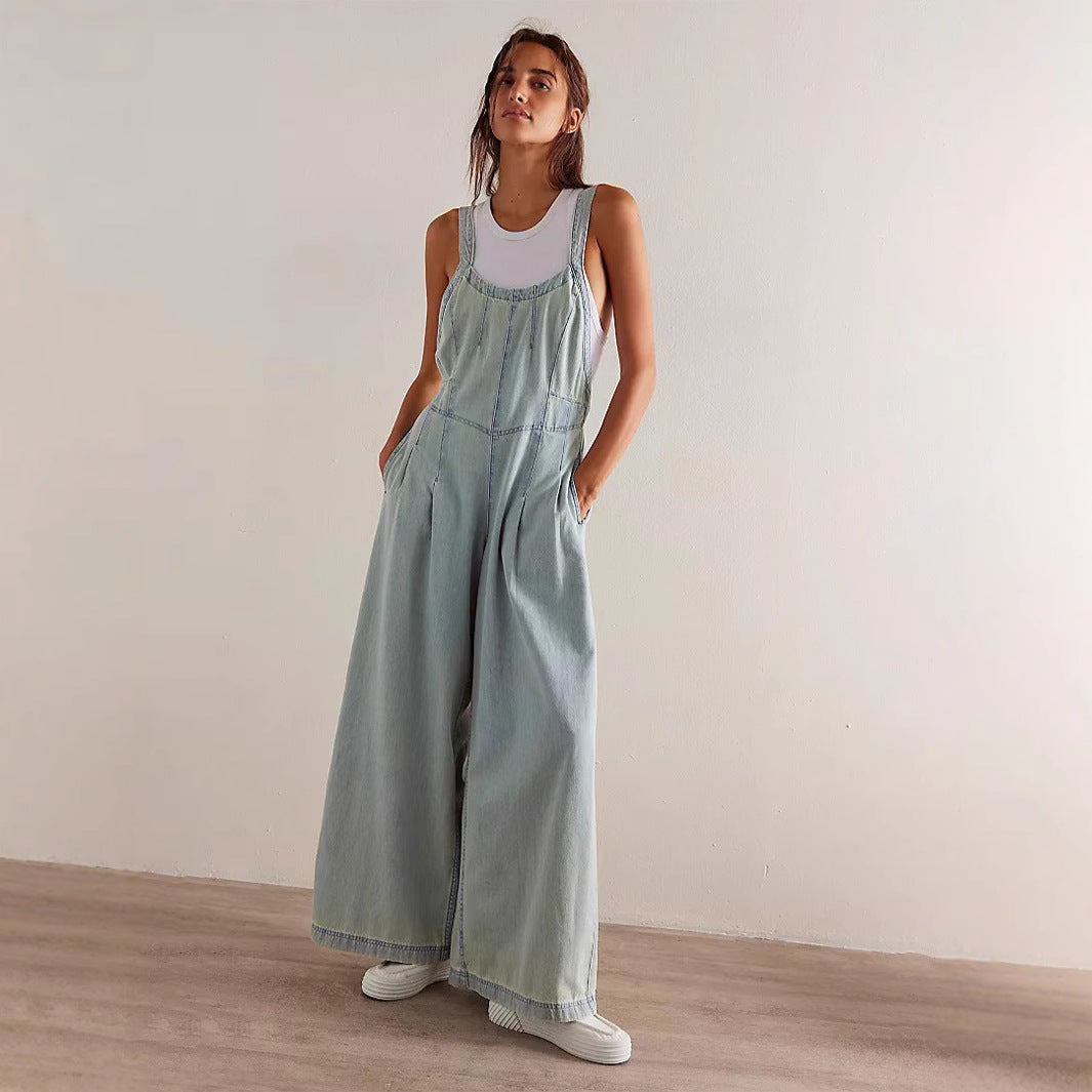 Women's Classic Classy Denim Loose Overalls Jeans