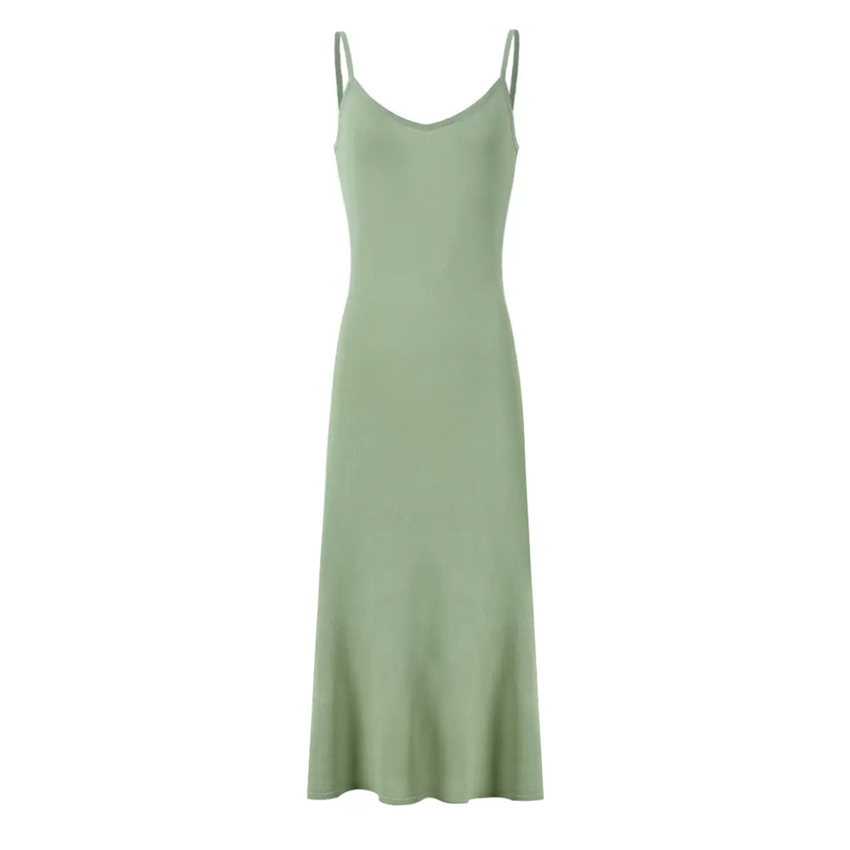 Women's High Quality Bright Silk Summer Fashionable Knitted Slim Fit Dresses