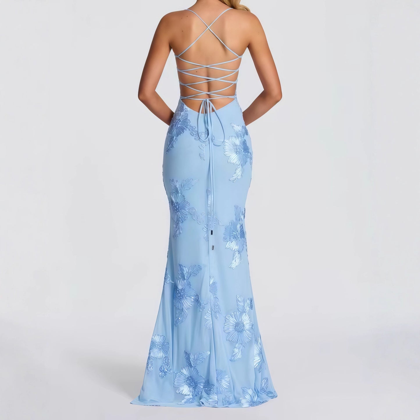Cross Strap Dress Exquisite Flower Banquet Dresses