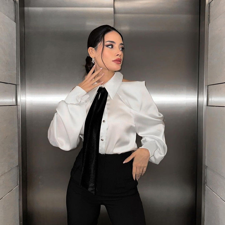Women's Shirt High-grade Halter Temperament Commute Long Tops