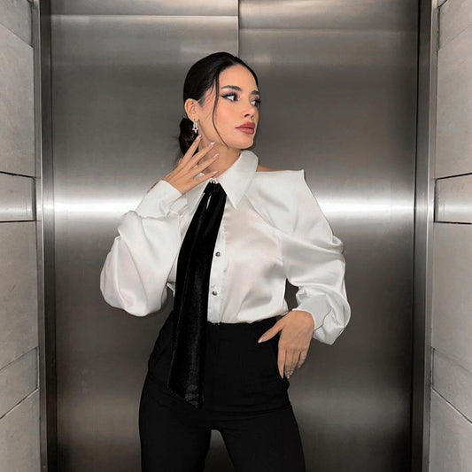 Women's Shirt High-grade Halter Temperament Commute Long Tops