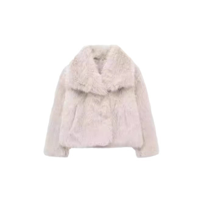 Women's Slouchy Fox Fur Black Imitation Coats