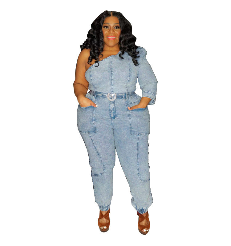 Women's Spring Sexy Oblique Shoulder Single Sleeve Suits